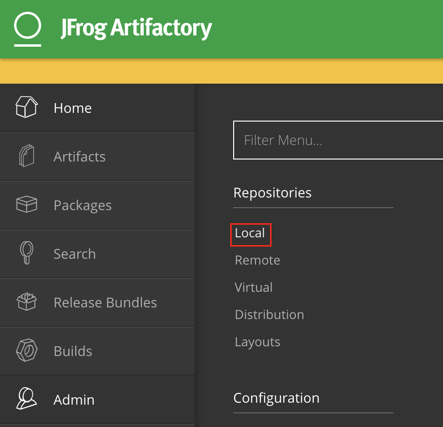 Artifactory Admin Local Repo