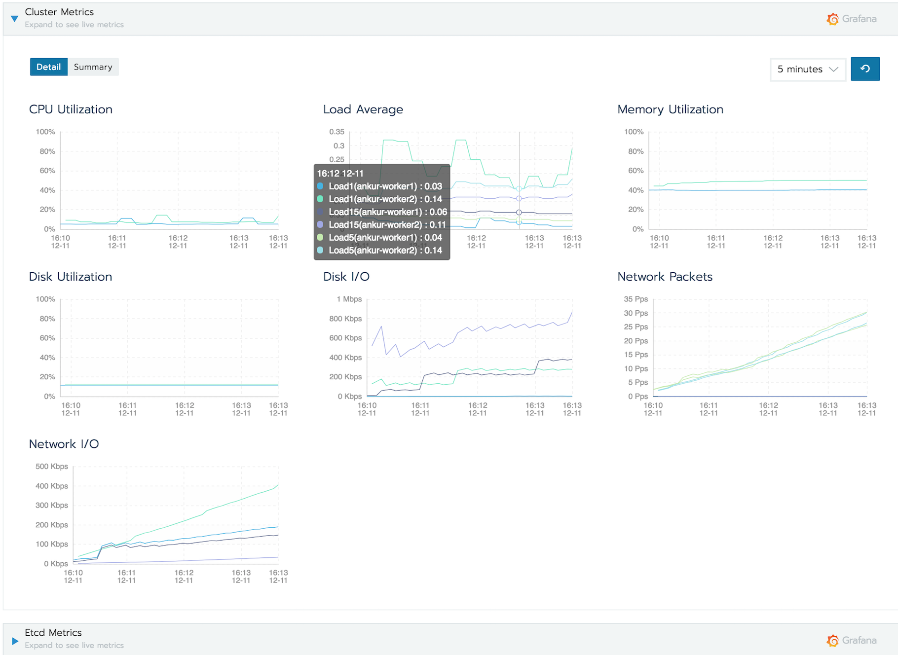 expanded view of cluster metrics