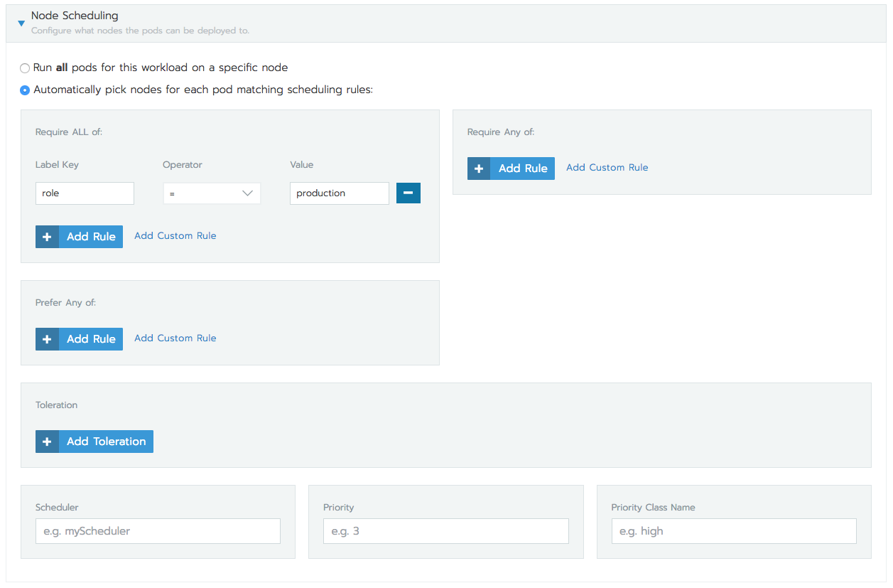 Rancher Node Scheduling