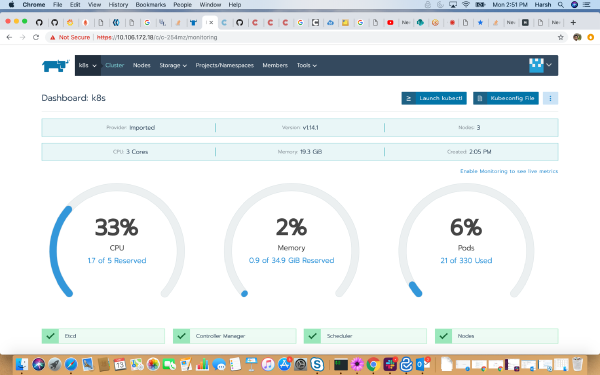 Default namespace dashboard in Rancher