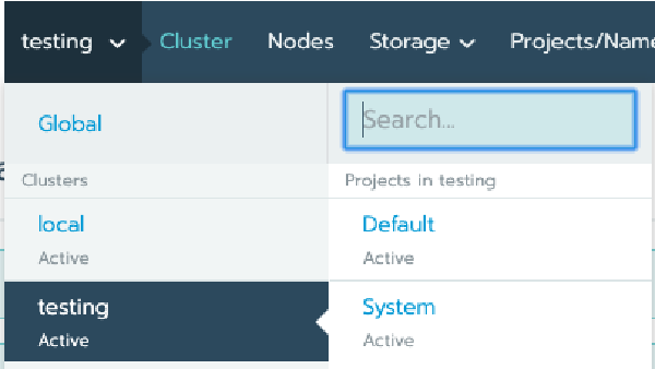 navigating to testing cluster