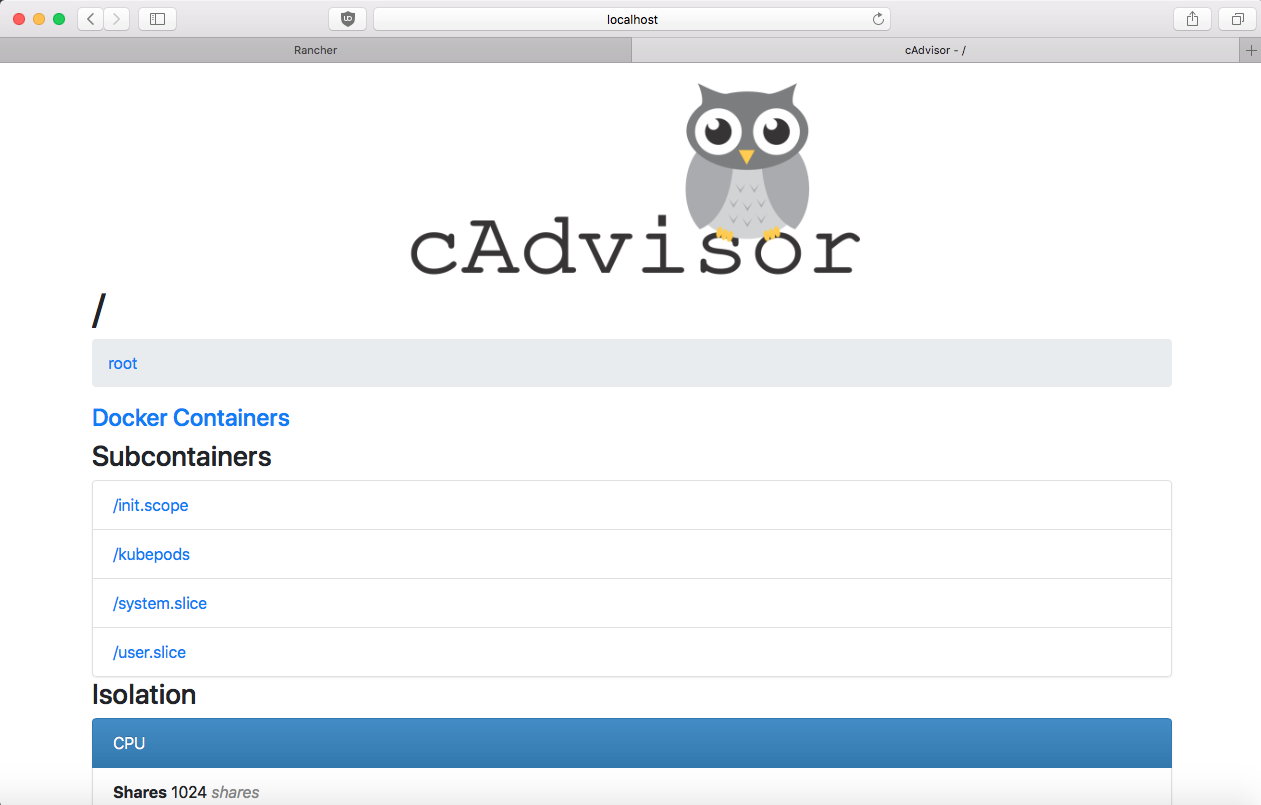 Fig. 7: Initial cAdvisor UI